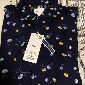 Flower Men's Dark Blue Floral Shirt